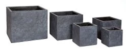 Plantenbak Arizona Cubi - L28 X B28 X H28cm - Donkergrijs -Tuin Verkoop arizona cubi graphite w28h28 plantenbak 7 8