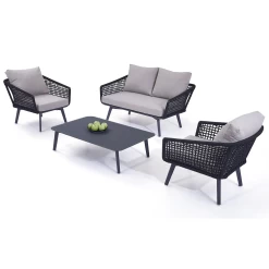 Barcelona 4-delige Stoel-bank Loungeset Met Salontafel