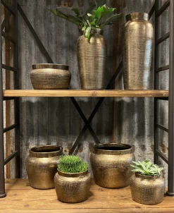 Bloempot Marrakesh - D18 X H14cm - Zilver Goud -Tuin Verkoop bloempot marrakesh serie 3 1 2