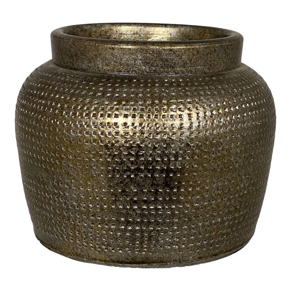 Bloempot Marrakesh - D24 X H21cm - Zilver Goud 1 Bloempot Marrakesh - D24 X H21cm - Zilver Goud