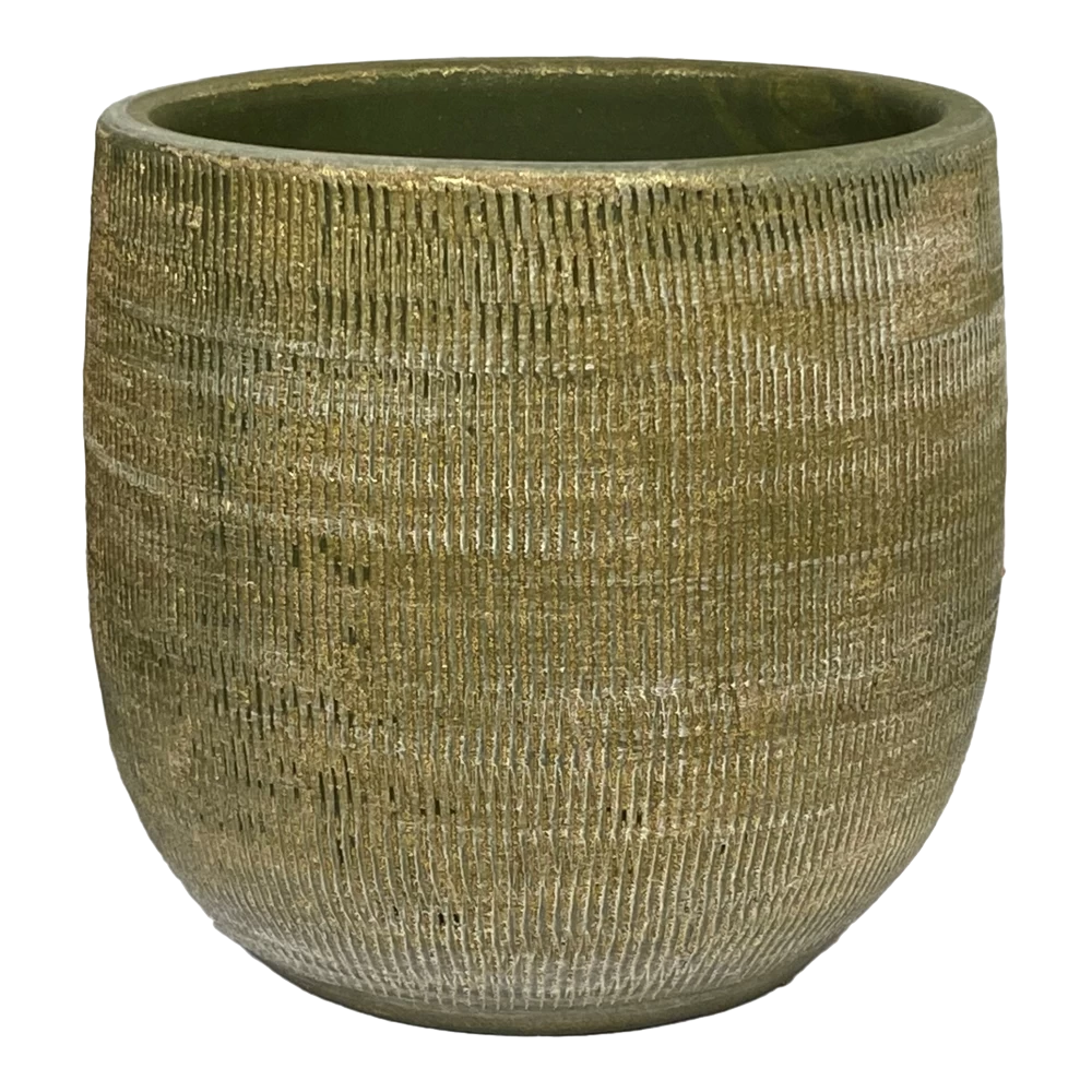 Bloempot Miami - D27 X H25cm - Groen Cement 1 Bloempot Miami - D27 X H25cm - Groen Cement