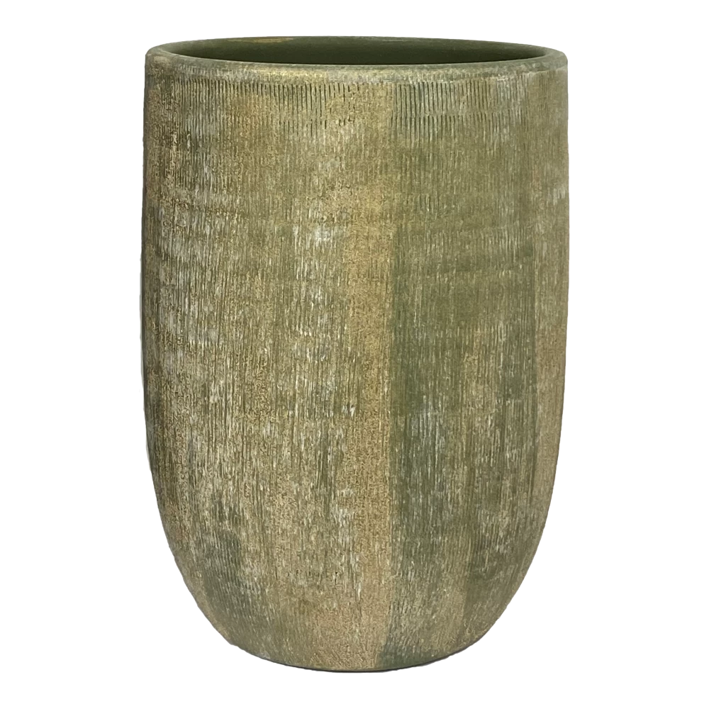 Bloempot Miami Hoog - D26 X H40cm - Groen Cement 1 Bloempot Miami Hoog - D26 X H40cm - Groen Cement