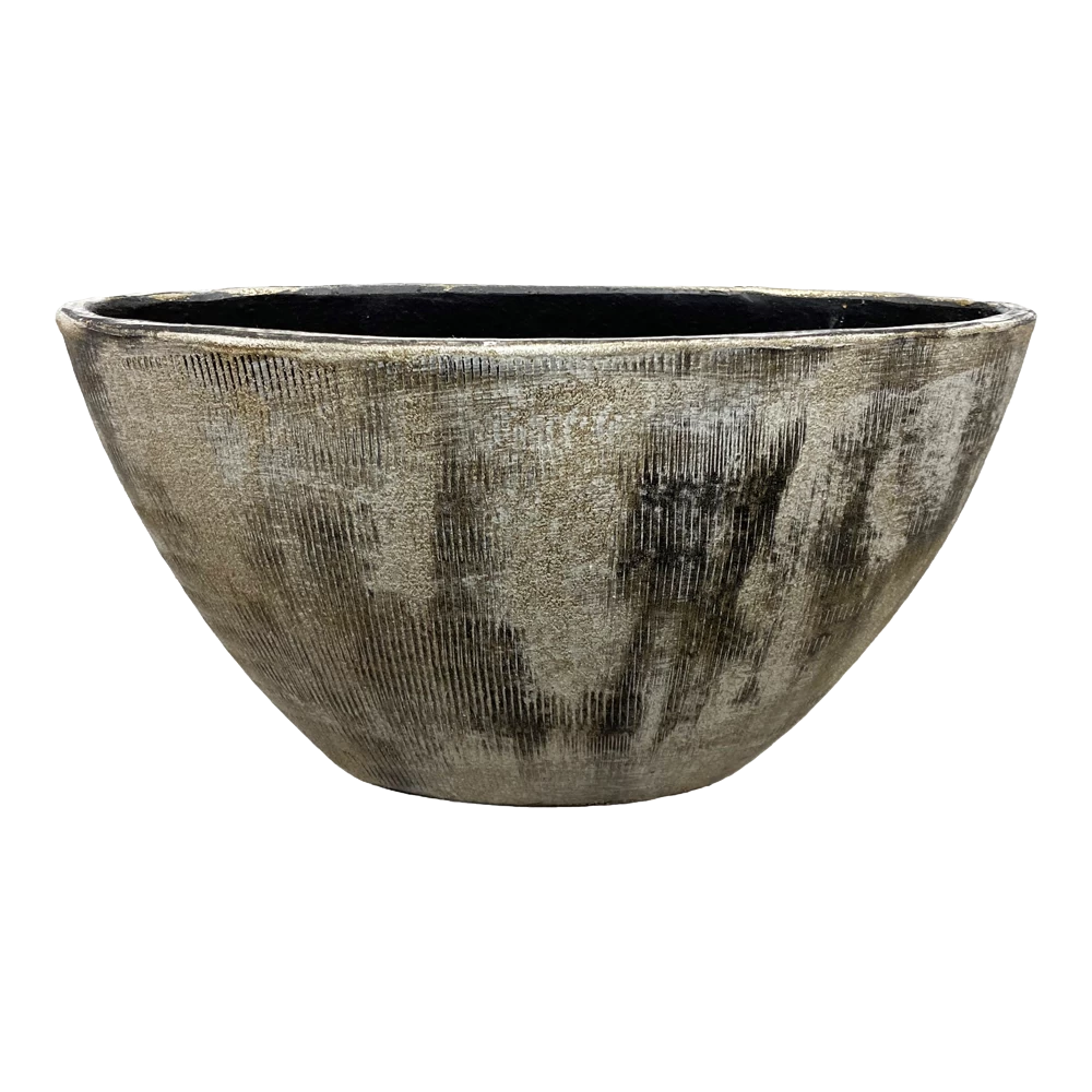 Bloempot Miami Ovaal - L35 X D16 X H19cm - Zwart Cement 1 Bloempot Miami Ovaal - L35 X D16 X H19cm - Zwart Cement