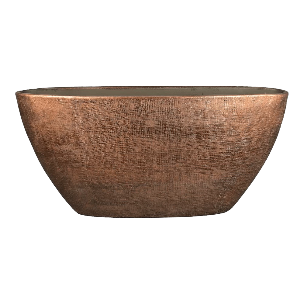 Bloempot Mira Ovaal - L73 X B17 X H36cm - Koper 1 Bloempot Mira Ovaal - L73 X B17 X H36cm - Koper