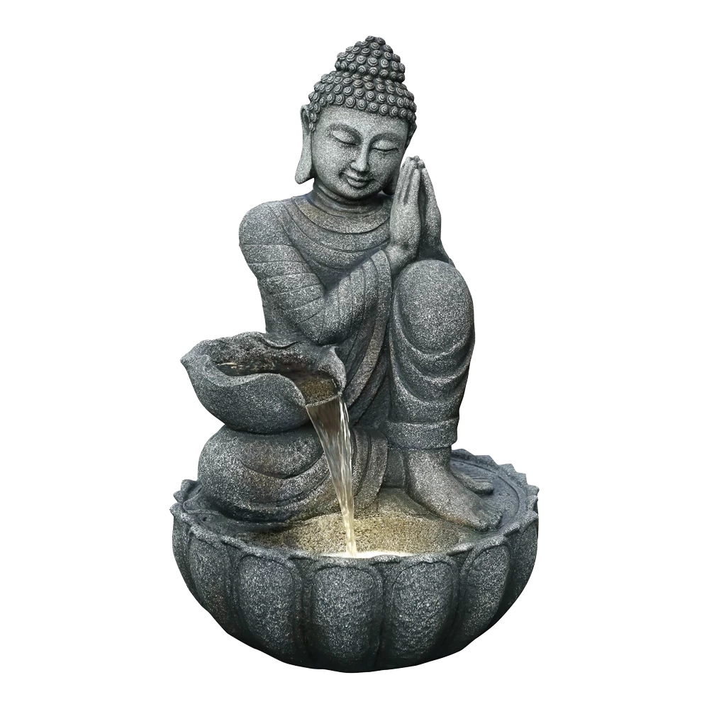 Buddha Met Waterschaal - 82cm Hoog - Polystone 1 Buddha Met Waterschaal - 82cm Hoog - Polystone