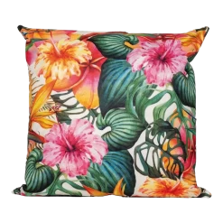 Buitenkussen Bloem Roze/oranje 60x60cm - Tuinkussen
