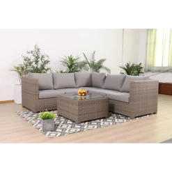 Canada Loungeset Met Salontafel - Wicker Set - Beige