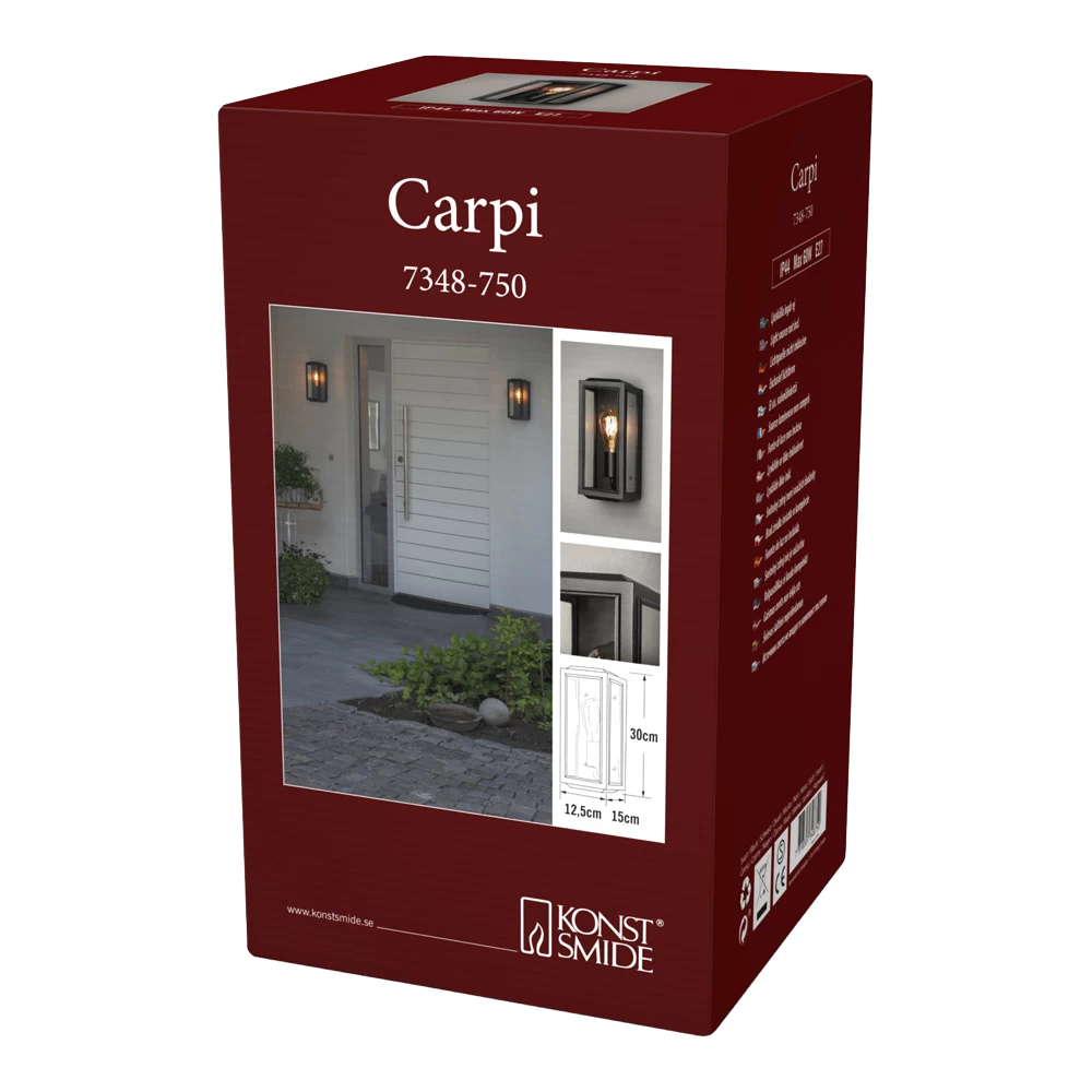 Konstsmide Carpi 230V Wandlamp Flush E27, 18x30cm, Transparant Glas, Max 60W - Afbeelding 6