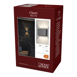 Konstsmide Chieri PowerLED 230V Wandlamp Flush Double Four 11x17cm, 2x 3W -Tuin Verkoop chieri powerled 230v wandlamp flush double four 11x17cm 2x 3w netstroom 3