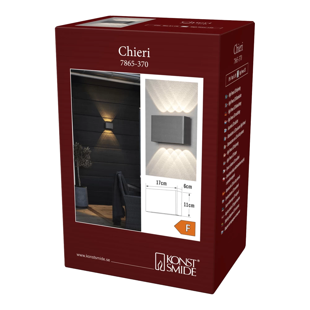 Konstsmide Chieri PowerLED 230V Wandlamp Flush Double Four 11x17cm, 2x 3W - Afbeelding 3