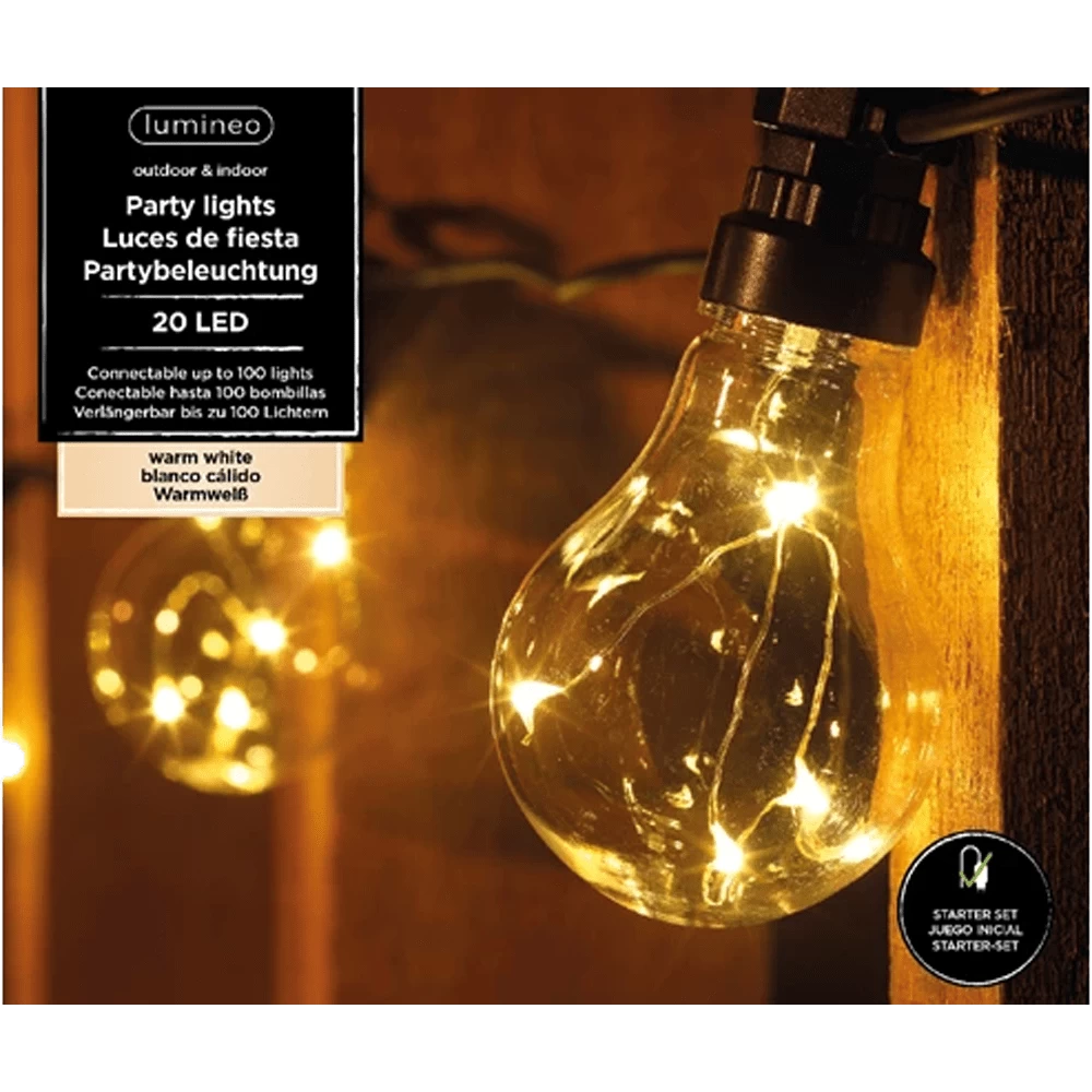 Lumineo Feestverlichting 20 Micro LED Steady Buiten - 950cm - Warm Wit 1 Lumineo Feestverlichting 20 Micro LED Steady Buiten - 950cm - Warm Wit