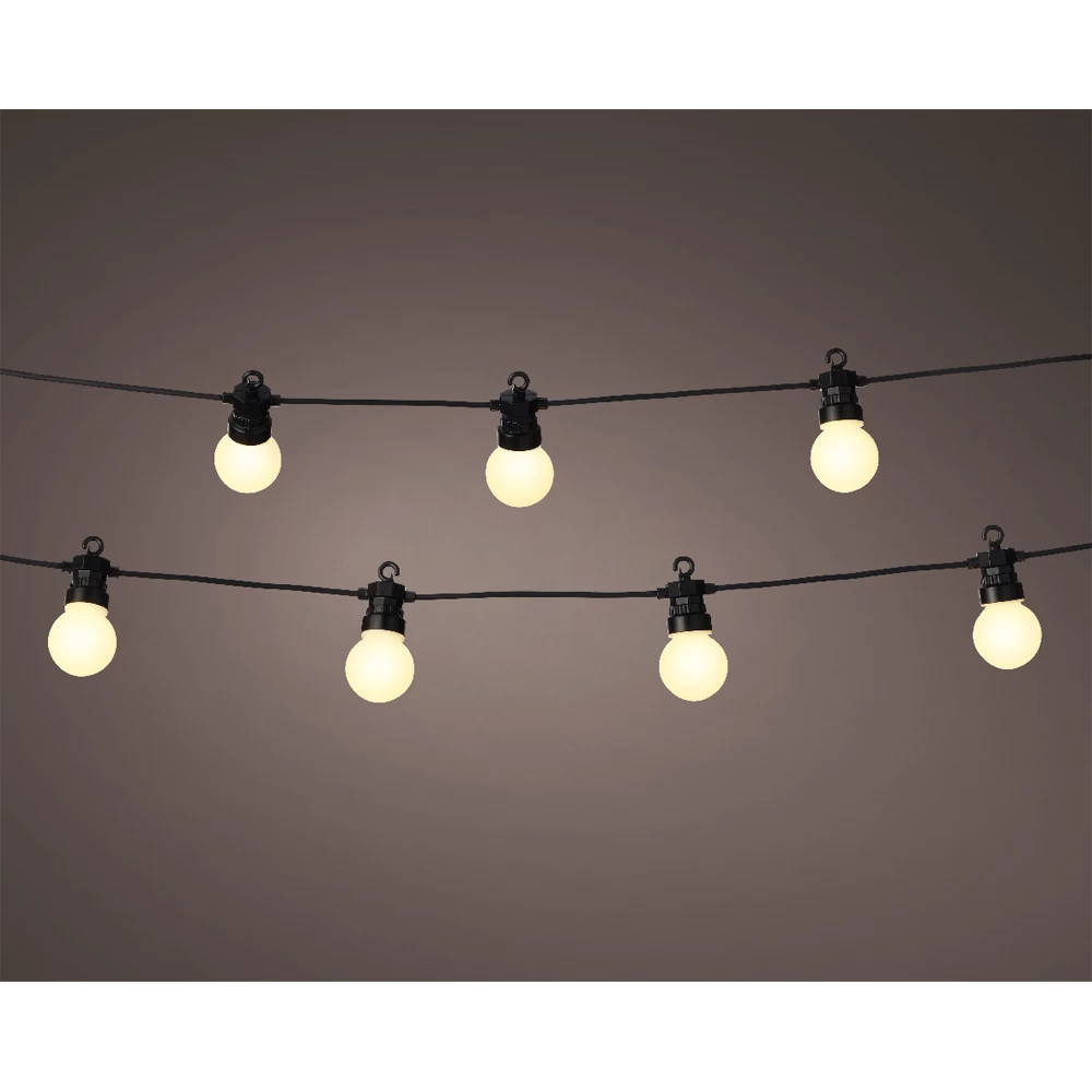 Lumineo Feestverlichting Lichtsnoer - Bolvorm- 950cm - 20 LEDS - Warm Wit 2 Lumineo Feestverlichting Lichtsnoer - Bolvorm- 950cm - 20 LEDS - Warm Wit - Afbeelding 2
