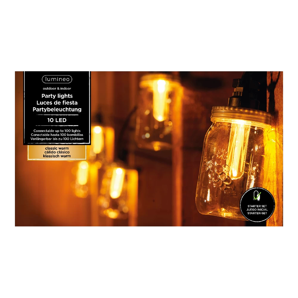 Lumineo Feestverlichting Lichtsnoer Weckpotjes - 950cm - 20 LEDS - Klassiek Warm 1 Lumineo Feestverlichting Lichtsnoer Weckpotjes - 950cm - 20 LEDS - Klassiek Warm