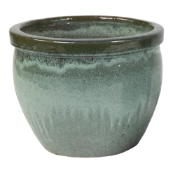 Bloempot Glazed Delta Rim - D28 X H24cm - Groen