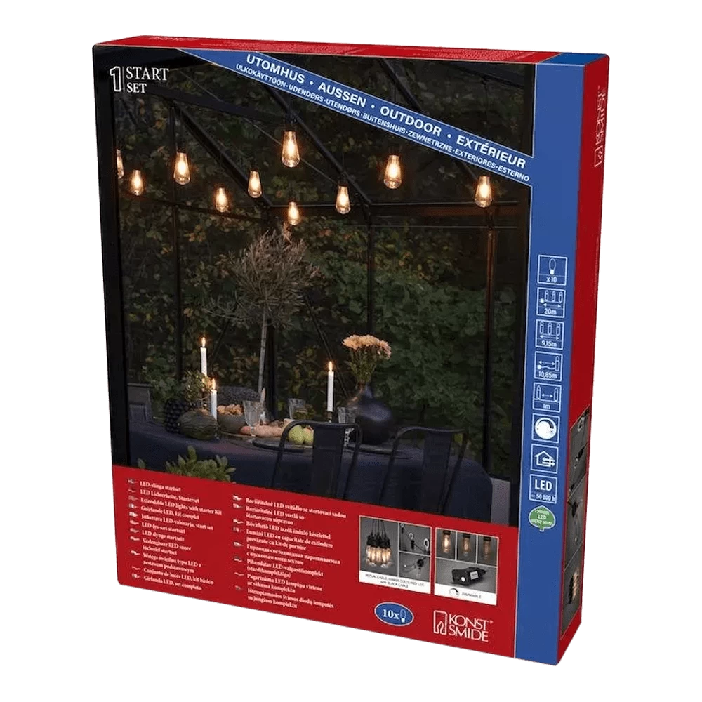 Lichtsnoer Feestverlichting Edison LED Koppelbaar + Dimbaar - Startset - 10m - 10 LED's - Konstsmide - Afbeelding 5