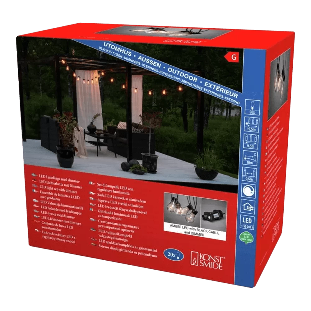 Partylight/Lichtsnoer Feestverlichting LED Dimbaar - 9.5m 20 LED's - Konstsmide - Afbeelding 5