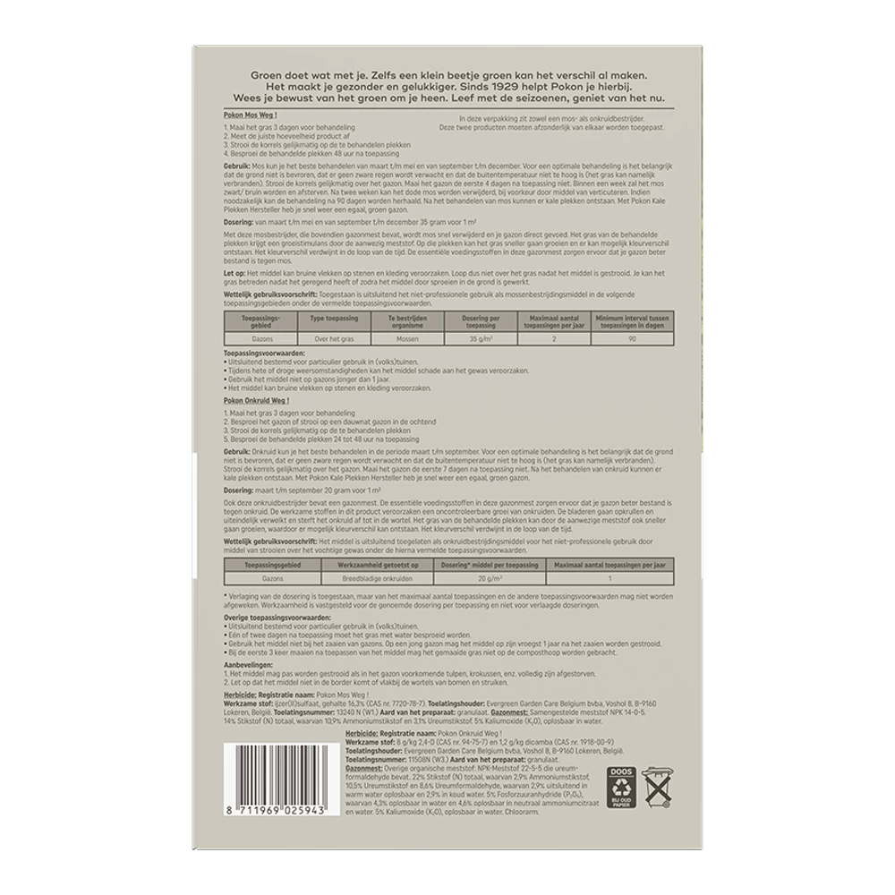 Pokon Mos En Onkruid Weg! 3-in-1 Voor 50mu00b2 - Onkruid En Aanslag 2 Pokon Mos En Onkruid Weg! 3-in-1 Voor 50mu00b2 - Onkruid En Aanslag - Afbeelding 2