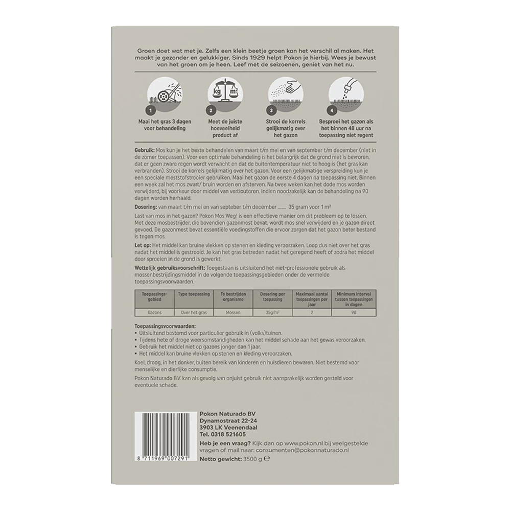 Pokon Mos Weg! 3,5kg Voor 100mu00b2 - Onkruid En Aanslag - Afbeelding 2