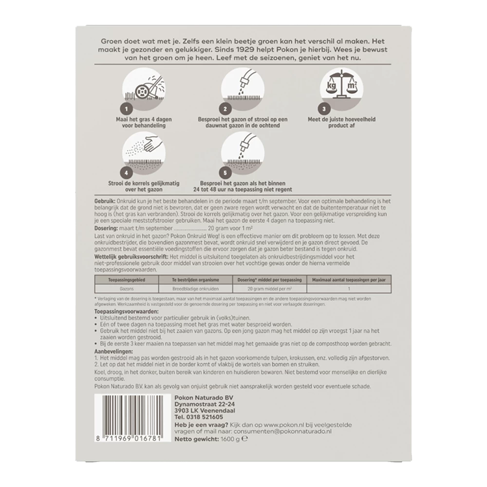 Pokon Onkruid Weg! 1,6kg Voor 80mu00b2 - Onkruid En Aanslag - Afbeelding 2