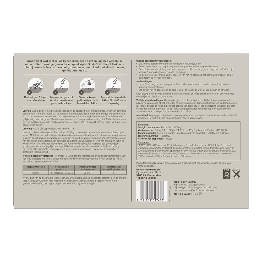 Pokon Onkruid Weg! 5kg Voor 250mu00b2 - Onkruid En Aanslag 2 Pokon Onkruid Weg! 5kg Voor 250mu00b2 - Onkruid En Aanslag - Afbeelding 2