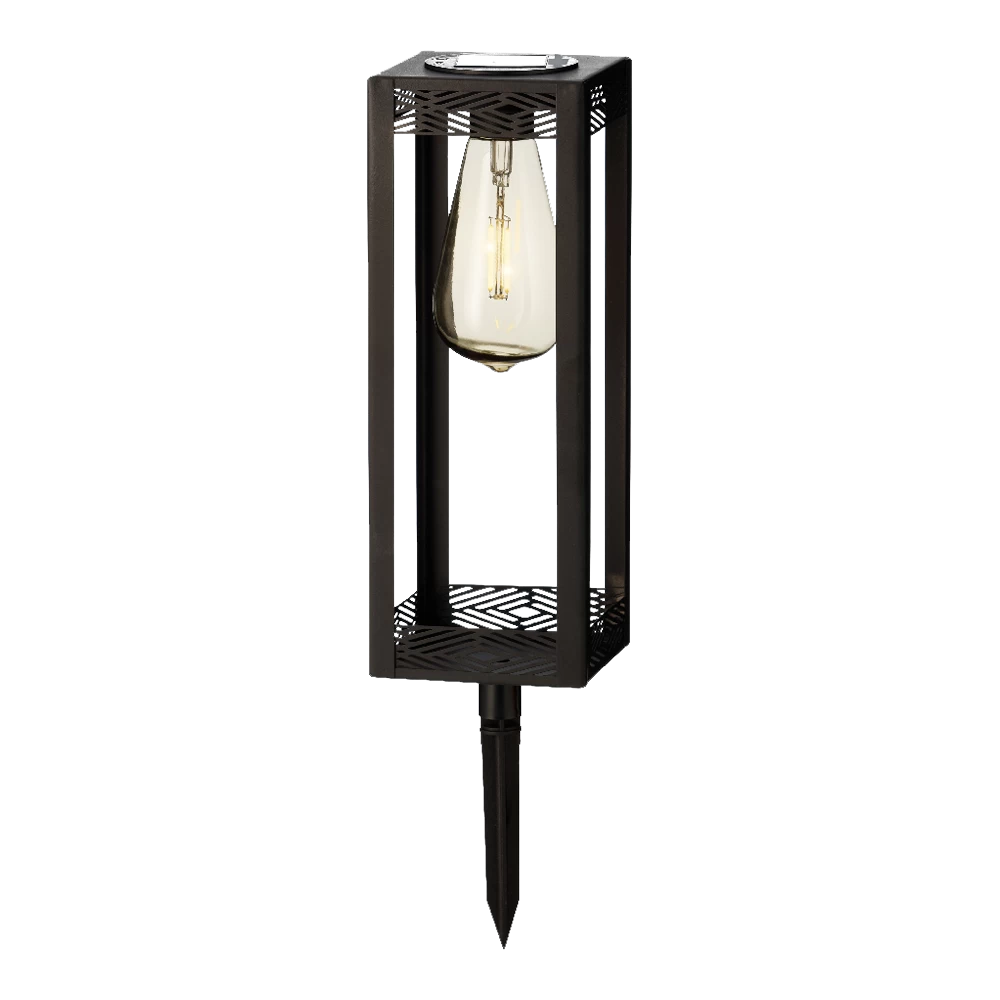 Lumineo Solar Set Met Tuinlamp En Lantaarn - LED - D10.5 X H80cm - Zwart - 4st. - Afbeelding 3