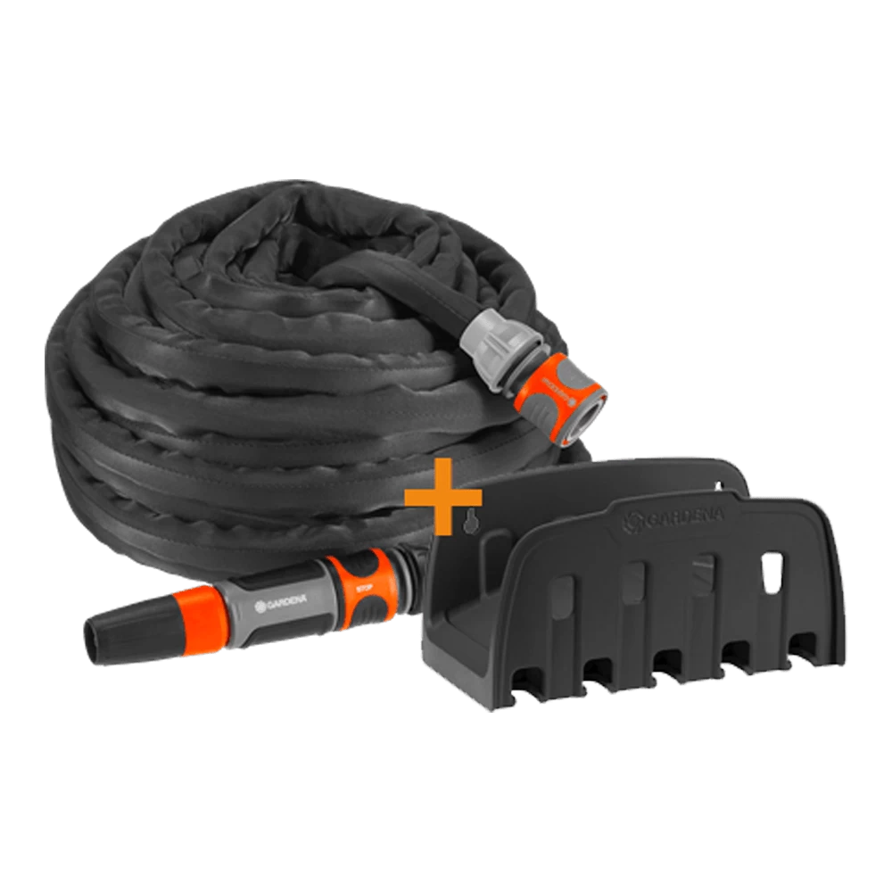 Textielslang Liano Set Met Wandslanghouder - 15m - Gardena 1 Textielslang Liano Set Met Wandslanghouder - 15m - Gardena