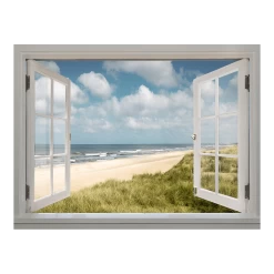 Tuinposter Strand Kozijn - L - 120x90cm