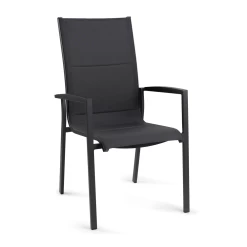 Tuinstoel Foxx Met Hoge Rugleuning - Alu Stapelbare Stoel - Charcoal