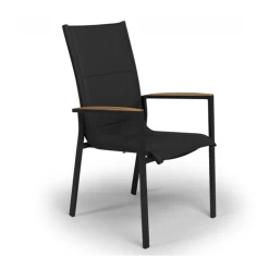 Tuinstoel Foxx Met Hoge Rugleuning - Teak Stapelbare Stoel - Charcoal