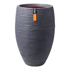 Capi Bloempot Hoog Nature Elegant Deluxe Rib NL - D38 X H58cm - Donkergrijs