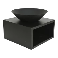 Vuurschaal Rond Met Houtopslag - D60cm - Zwart