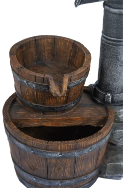 Waterornament Pomp Met Vaten - 74cm Hoog - Polystone -Tuin Verkoop waterornament pomp met vaten 74cm hoog polystone 3